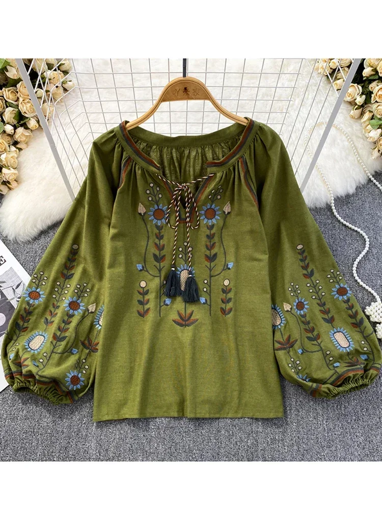 Women Spring Blouse Ethnic Sty - Ethnic Fashion Clothing 评论和价格
