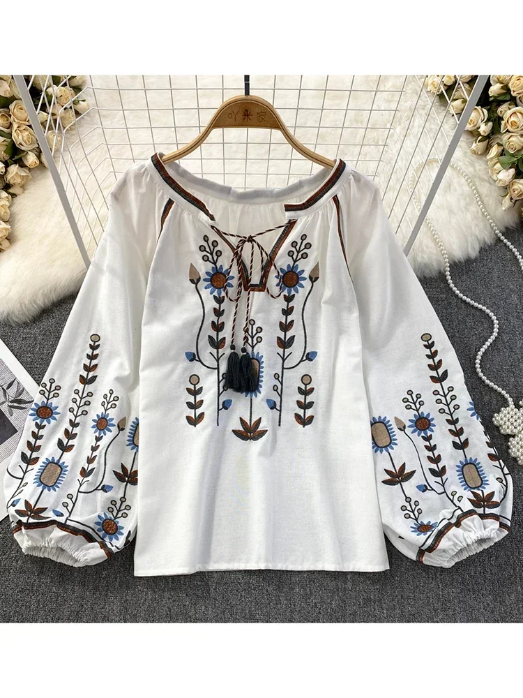 Women Spring Blouse Ethnic Sty - Ethnic Fashion Clothing 评论和价格
