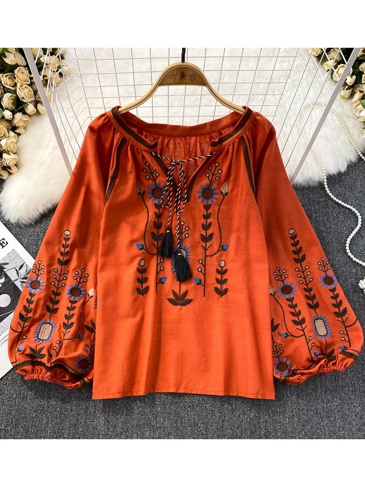 Women Spring Blouse Ethnic Sty - Ethnic Fashion Clothing 评论和价格
