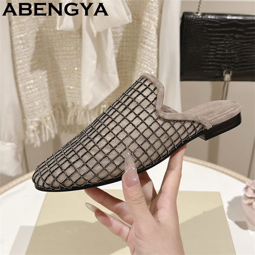 Shiny Lace Mesh Round Toe Flat - The Ethnic Fashion 评论和价格
