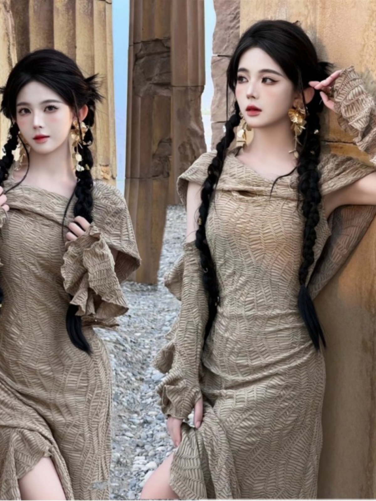 Desert  Themed Long Dress Wome - Ethnic Fashion Clothing 评论和价格