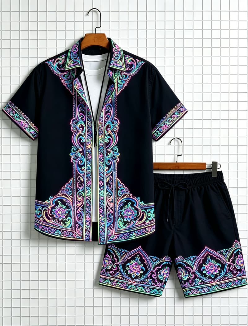 Men's ethnic border printed sh - Ethnic Fashion Clothing 评论和价格