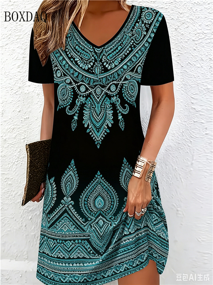 Vintage Ethnic 3D Printed Dres - Ethnic Fashion Clothing 评论和价格