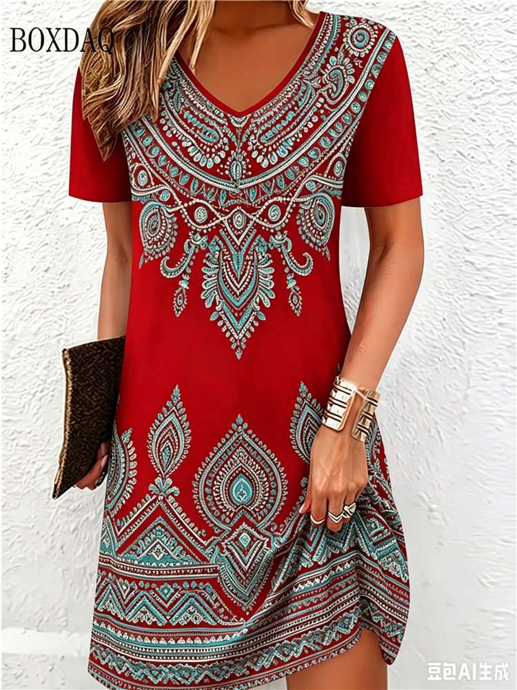 Vintage Ethnic 3D Printed Dres - Ethnic Fashion Clothing 评论和价格